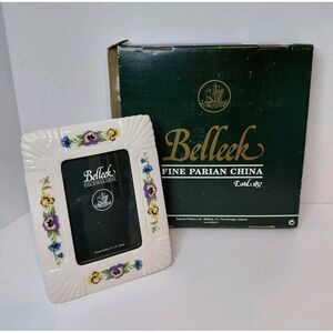 Belleek Fine Parian China Floral Pansy Picture Frame 4" x 6" NEW in Box Ireland